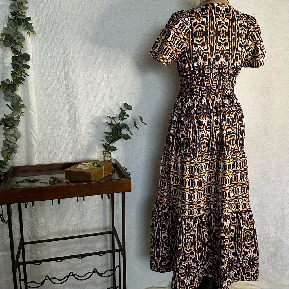 Anthropologie Maeve Somerset Maxi Dress Printed Short Sleeve  XS P - Picture 2 of 14